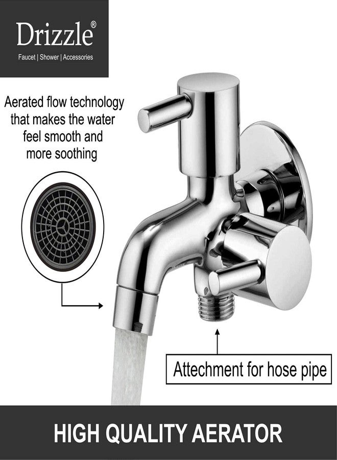 دريزل صنبور DRIZZLE Brass Flora 2 في 1 ثنائي الاتجاه / حنفيات الحمام / حنفية ربع دورة / حنفية تدفق الرغوة (فضي، تشطيب كروم، قطعتان) - Image 3